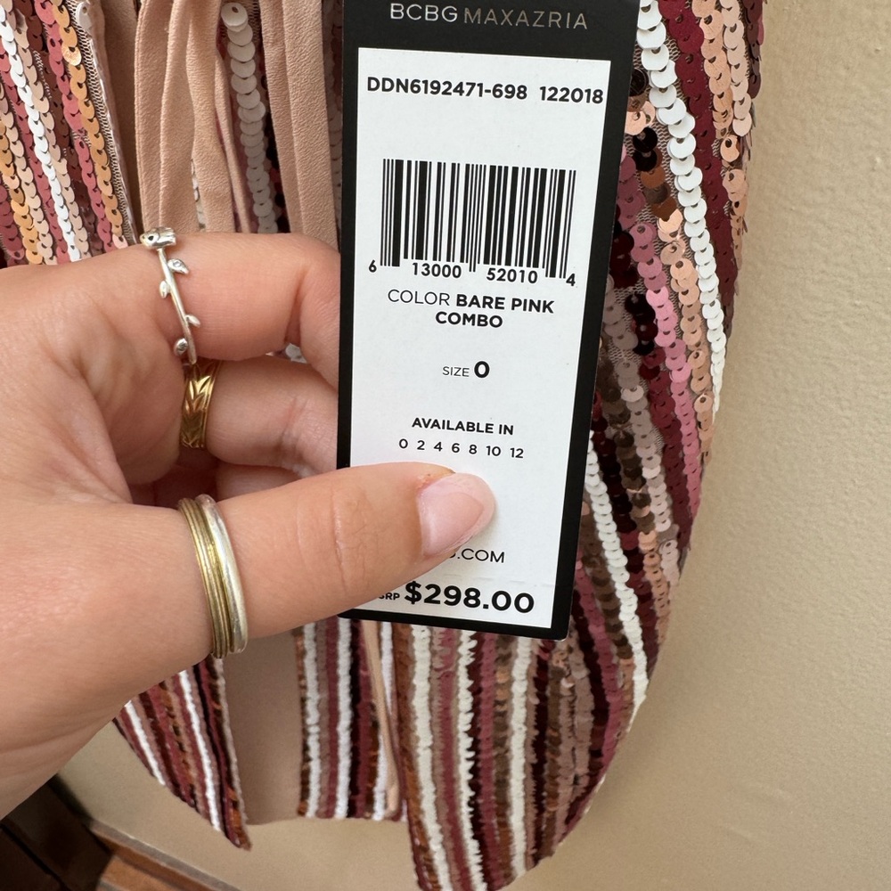BCBGMaxAzria multicolor pink sequins wrap mini dress - Picture 6 of 10